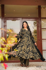 VELRA Noir Muslin Printed 3-Piece Kurta Set with Dupatta – Elegant Designer Wear