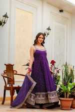 VELRA Noir Bandhani Vichitra Silk Anarkali Suit Set with Mirror Work – Festive Edit