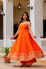 VELRA Noir Bandhani Vichitra Silk Anarkali Suit Set with Mirror Work – Festive Edit