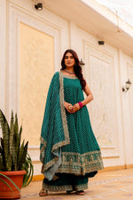 VELRA Noir Bandhani Vichitra Silk Anarkali Suit Set with Mirror Work – Festive Edit