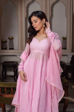 VELRA Premium Fox Georgette Anarkali Set with Dupatta & Palazzo – Soft Flowing Ethnic Wear