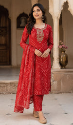 VELRA Bandhani Georgette Suit Set (3-Piece)
