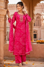 VELRA Bandhani Georgette Suit Set (3-Piece)