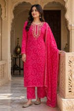 VELRA Bandhani Georgette Suit Set (3-Piece)