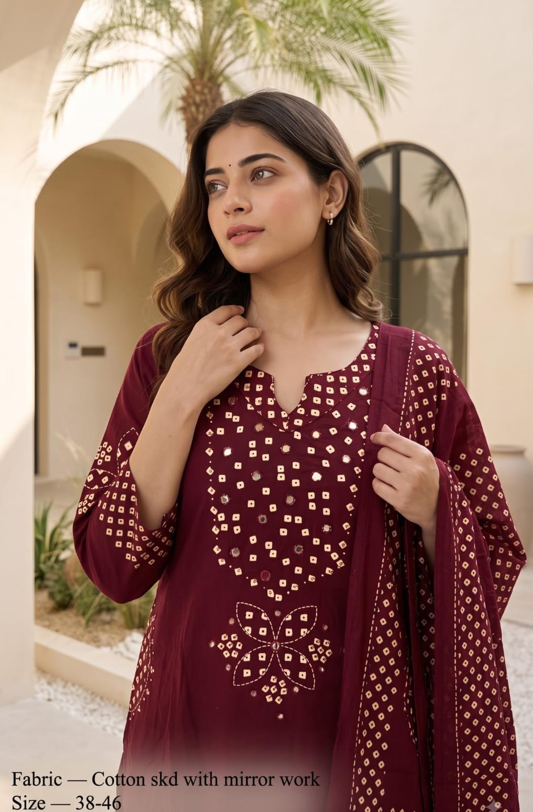 VELRA Mirror Work Cotton Suit Set (3-Piece)