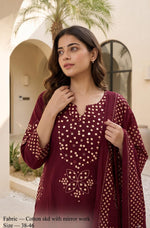 VELRA Mirror Work Cotton Suit Set (3-Piece)