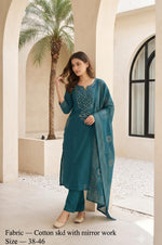 VELRA Mirror Work Cotton Suit Set (3-Piece)