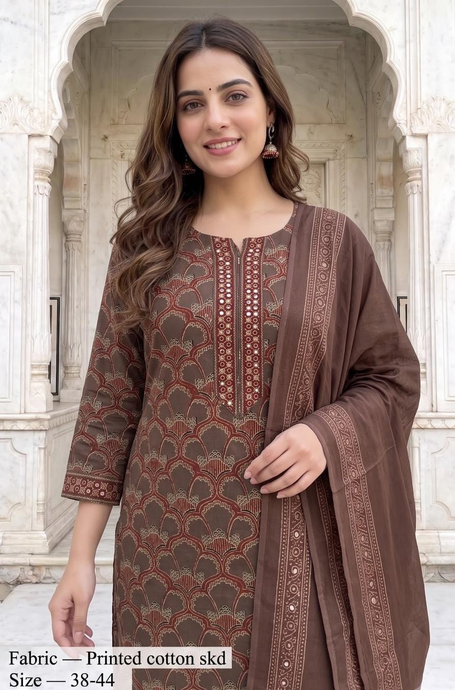 VELRA Everyday Elegance Cotton 3-Piece Suit Set