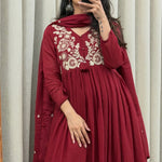 Embroidered Mul Cotton Anarkali Set with Dupatta