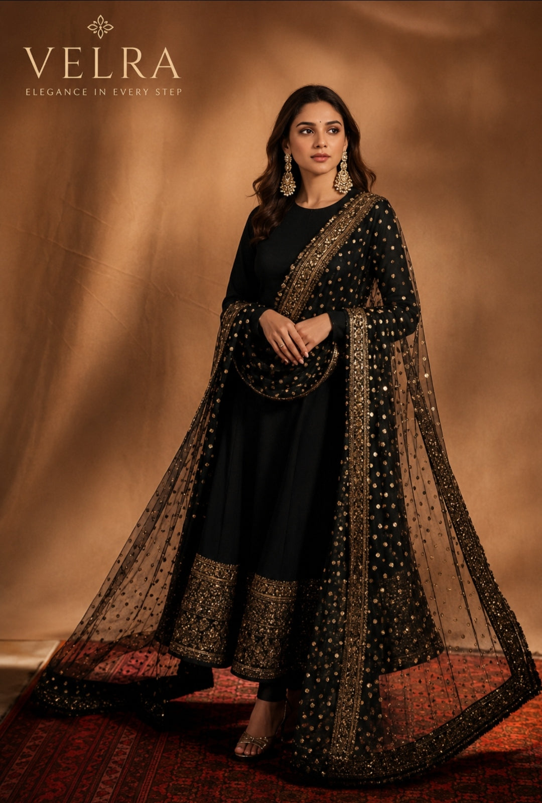 Midnight Noir Anarkali Set
