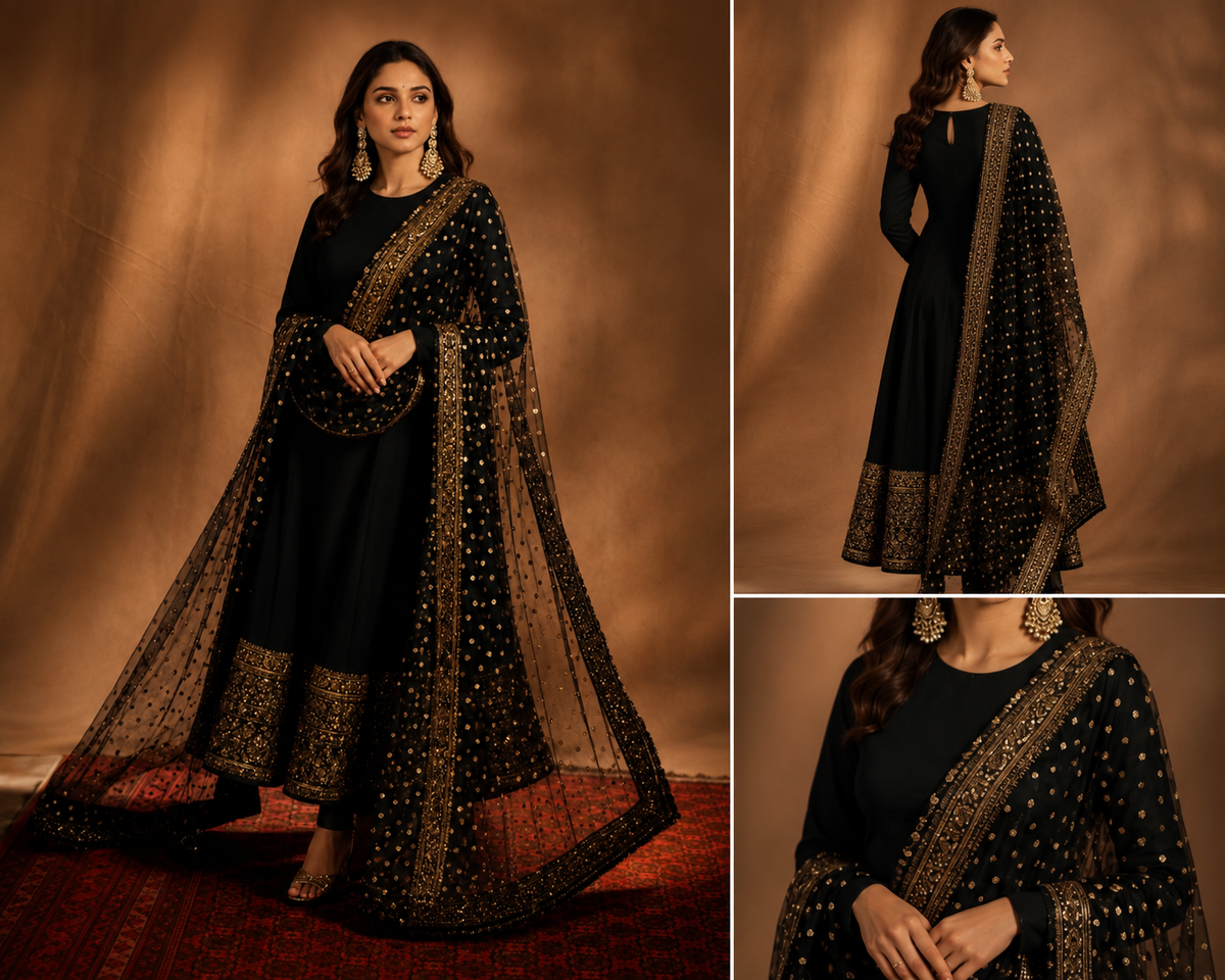 Midnight Noir Anarkali Set