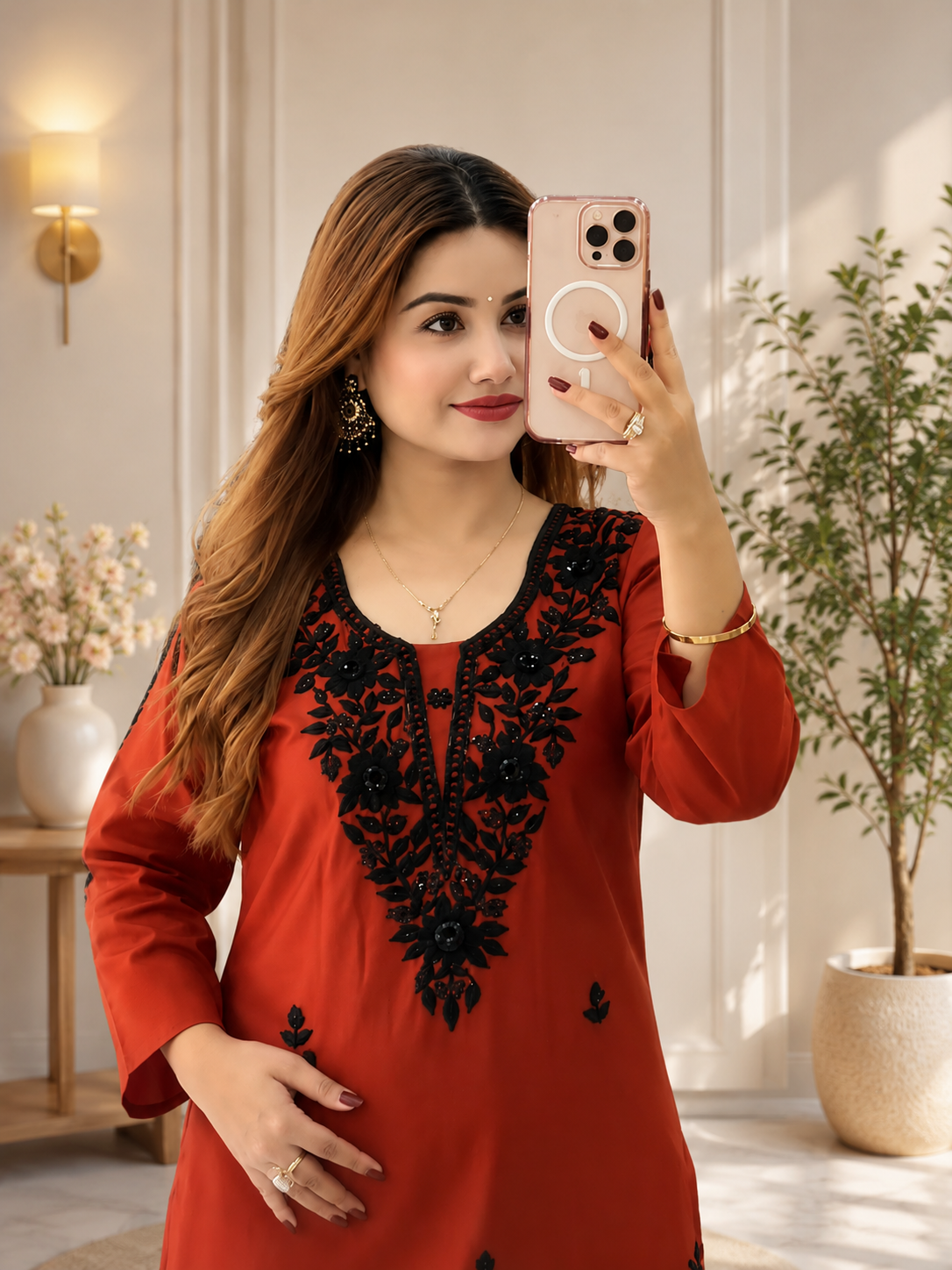 Embroidered Kurti Pant Set